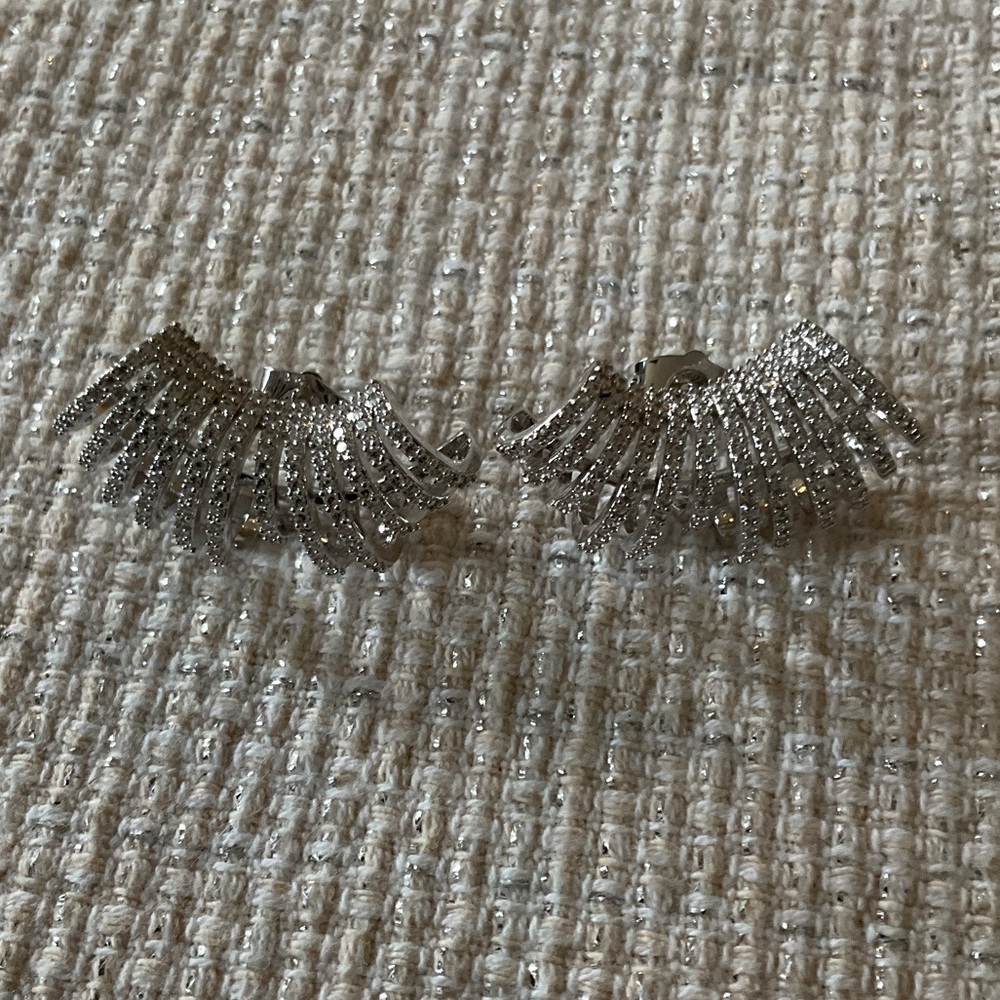 Adina Eden Silver Pave Fancy Cage Stud Earrings - Picture 3 of 5